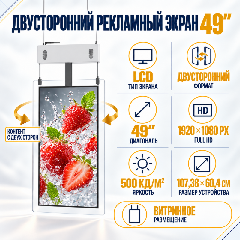 Двусторонний рекламный экран 49"
