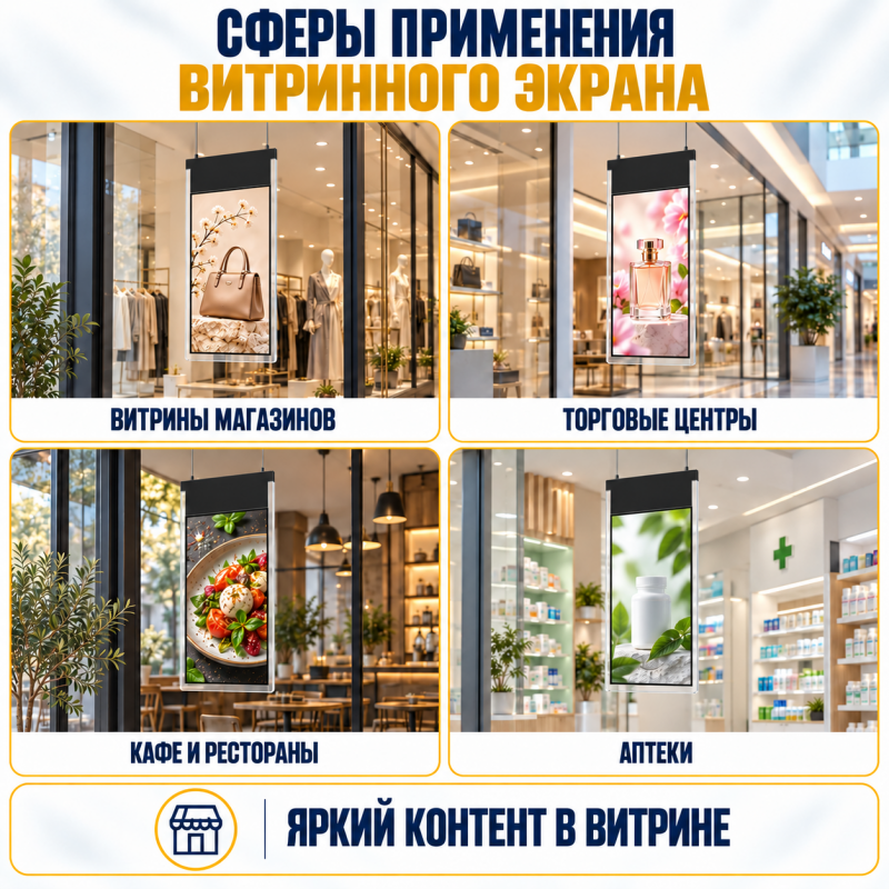Рекламный экран для витрины A43C-S (односторонний)